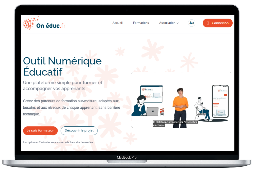 Aperçu de la plateforme OnEduc.fr