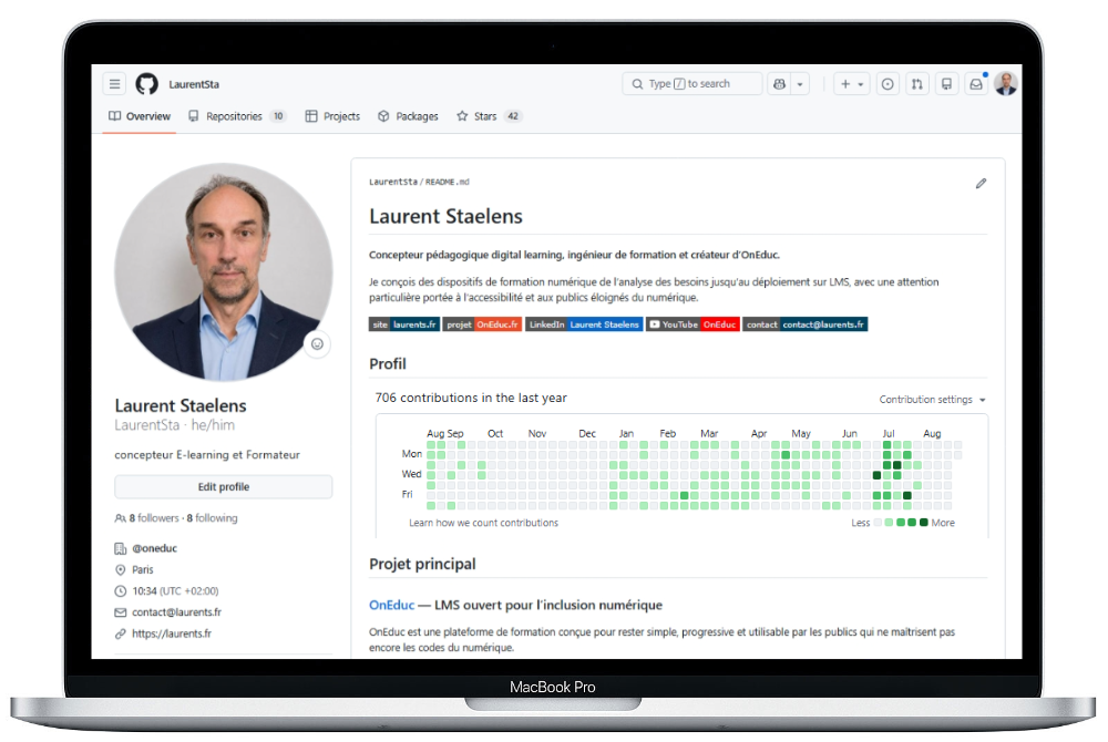 Aperçu du GitHub de Laurent Staelens