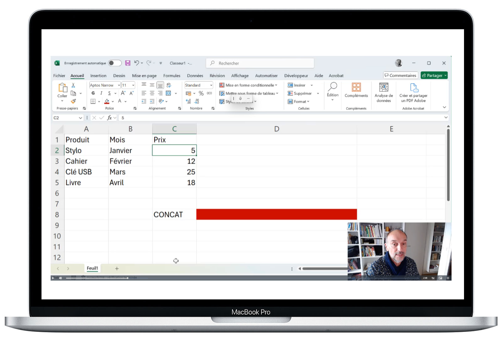 Vidéo pédagogique tournée en autonomie, tutoriel Excel
